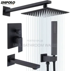 Black Concealed Rainfall Shower Mixer Set