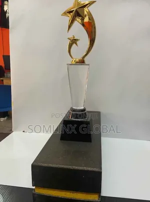 Crystal Trophy Plaque Star
