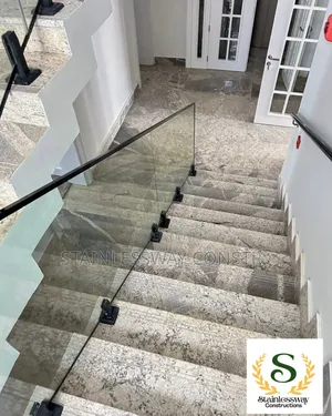 Glass Staircase Railing With Black Spigot Base King