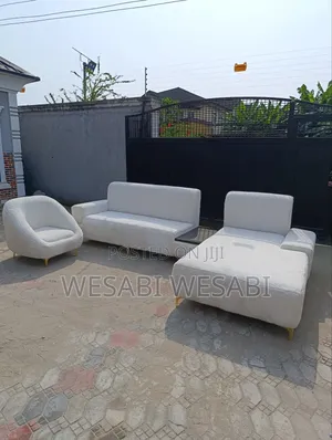 L-Shaped Sofa With Wooly Fabric