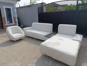 Wooly Fabric L-Shaped Chair