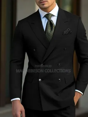Double Breasted Black Classic Suit