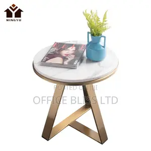 Marble Top Round Side Stool - White