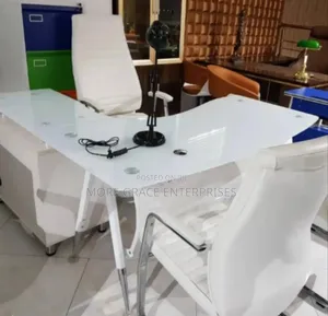 A Set of Desk, Office Chair and 2 Visitor's Chair.