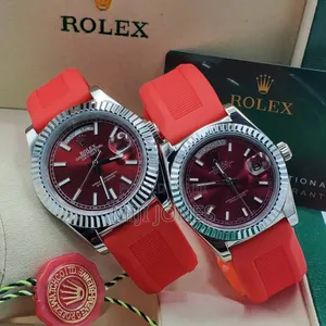 Oyster Perpetual Red Strap Couples Sport Watches