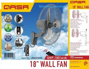 Qasa 18" ACDC Wall Fan QWF-1801acdc 25W With Remote Control