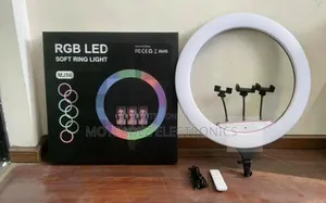 22" RGB Multicolour Ring Light W/Stand, Phone Holder, Remote