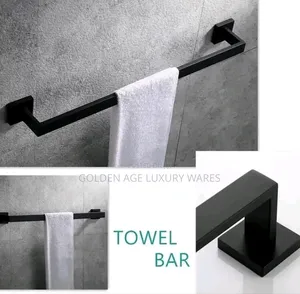 Single Black Towel Rail