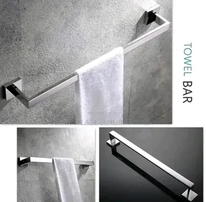 Square Chrome Single Towel Rack