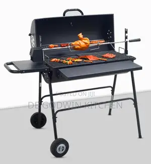 Charcoal Barbecue Grill With Chicken Fork