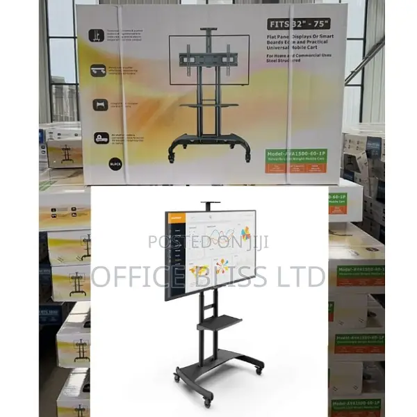 Height Adjustable Rolling TV Stand Av Shelf (32" - 75")