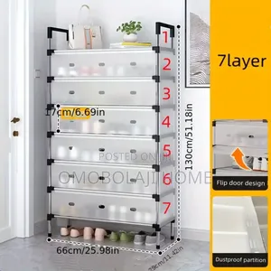 7 , 6 , 5 Layers Shoe Rack With Plastic Cover