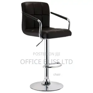High Quality Swivel Chrome Adjustable Bar Stool - Black