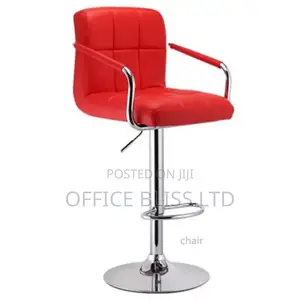 High Quality Swivel Chrome Adjustable Bar Stool - Red