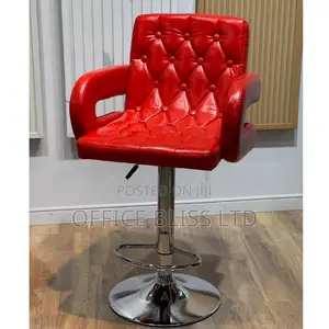 Comfortable P U Leather Swivel Bar Stool - Red