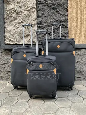 Faux Leather 4set Travel Luggage Black