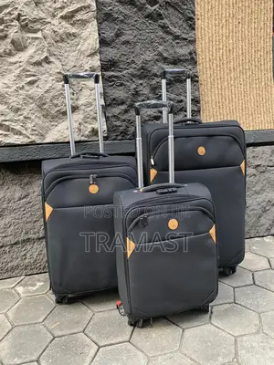 Black Faux Leather Travel Luggage