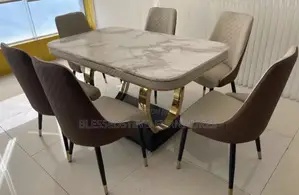 Marble Center Table Brown and Cream Back