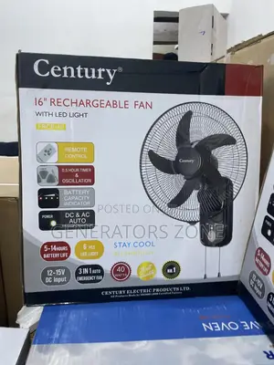 Lightweight and Portable Century 16" Recheargeable Fan