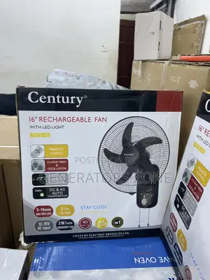Battery Status Century 16" Recheargeable Fan With Led Light