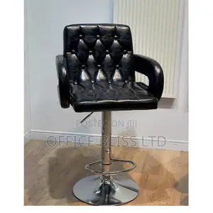 Comfortable P U Leather Adjustable Bar Stool - Black