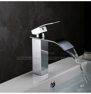 Short Chrome Waterfall Basin Mixer