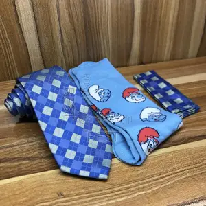 Sky Blue Quality Ties With Socks and Pocket Square