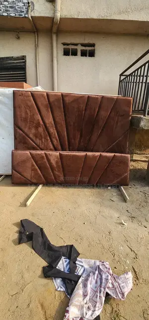 Brown 6 X 6 Fabric Padded Bed With Frame