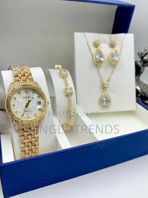 Rolex Female Wristwatch With Necklace and Bracelets