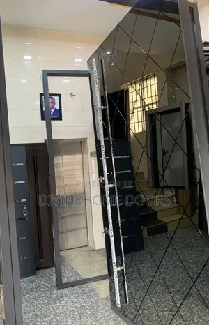 Black Pivot Glass Door