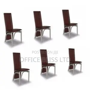 Dinning Leather Comfort Chairs 6 Pieces Brown