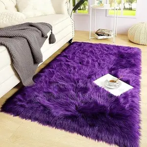 Soft Fluffy Faux Sheepskin Center Rug - PURPLE