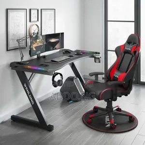Home and Office Work Gaming Desk With Led Lights With Chair