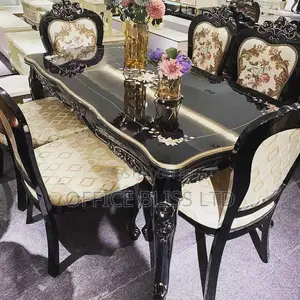 Royal Crafted Dinning Table 6 Chairs - Black