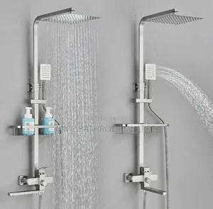 Brushed 304 Stainless Steel Shower Sets
With Soap Rack