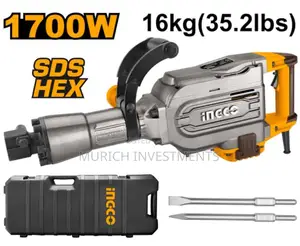 INGCO 1700W 16KG Electric Demolition Breaker W/ 2 PCS Chisel