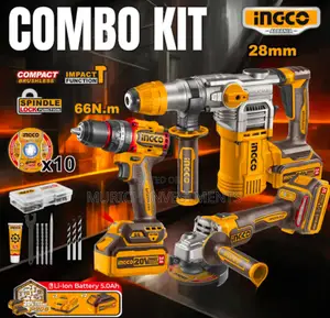 Ingco 3pcs Industrial Combo Kit Set With 5.0ah Batteries