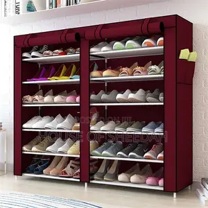 30 Pair Shoe Rack 2 Column With Canvas Cover Shoe Organizer