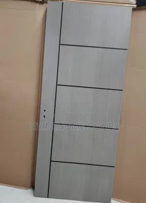 Gray With Black Line Wooden Door