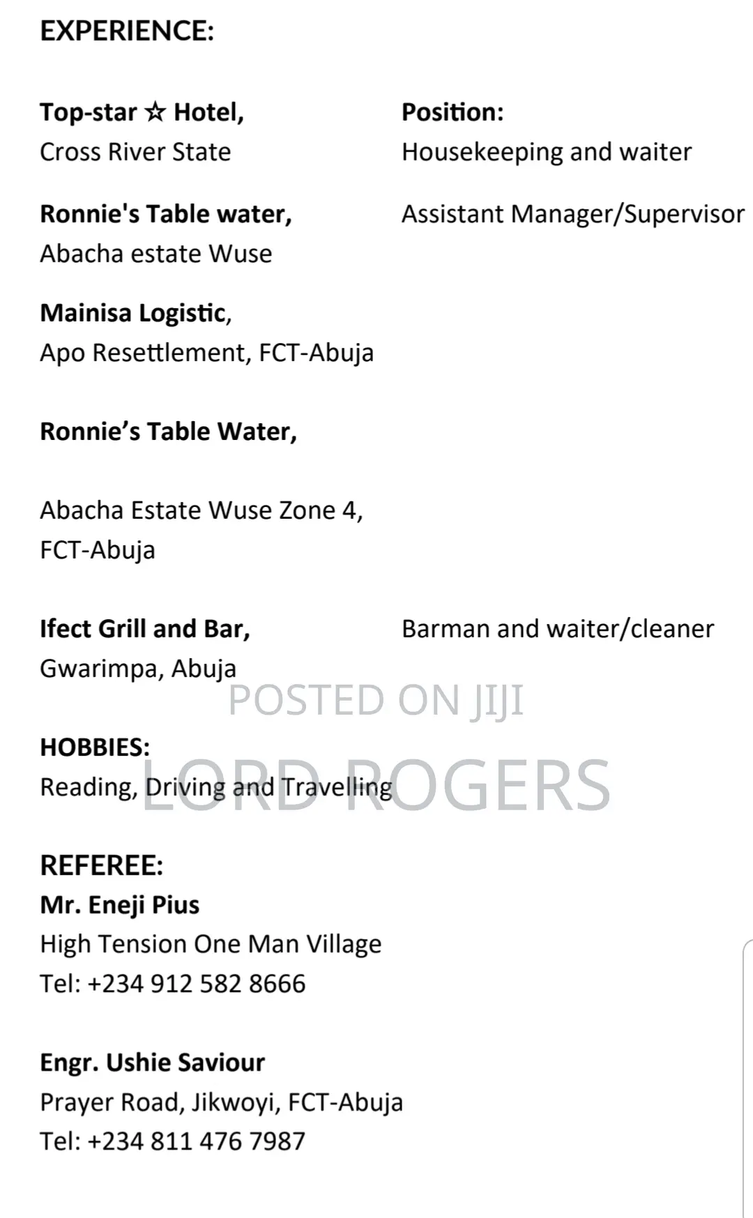 Logistics Transportation CV
