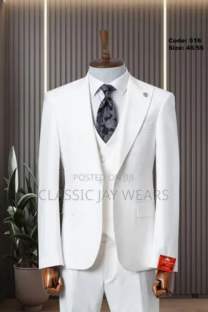 Pure White Turkey Sample Suit in Store