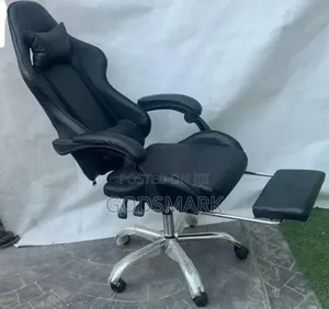 Black Gaming Chair Swivel With Ottoman.