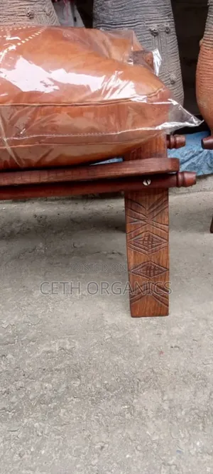 One Set of 2 Leather Camel Stools