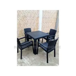 Outdoor Rattan Table and 4-Chairs Set 