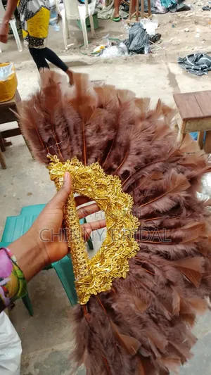 Brown Feather Hand Fan