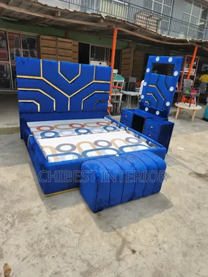 Blue Coloured Velvet 6by6 Bed Stand
