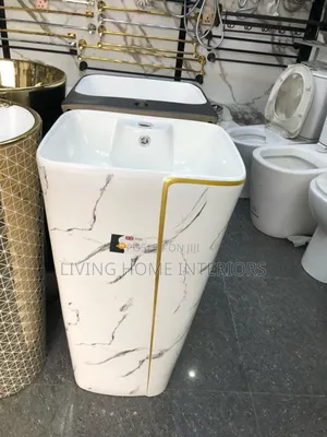 New Ideal White and Gold Free Standing Basin