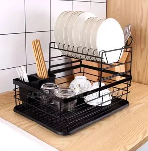 2 Tier Dish Rack and Drain Board Set Plate Rack