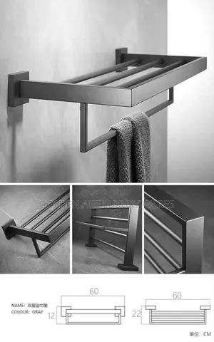 Grey 60cm Square Multiple Towel Rail