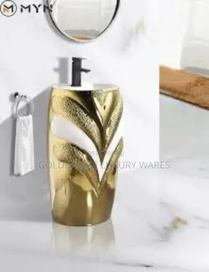 Gold and White Free Standing Basin